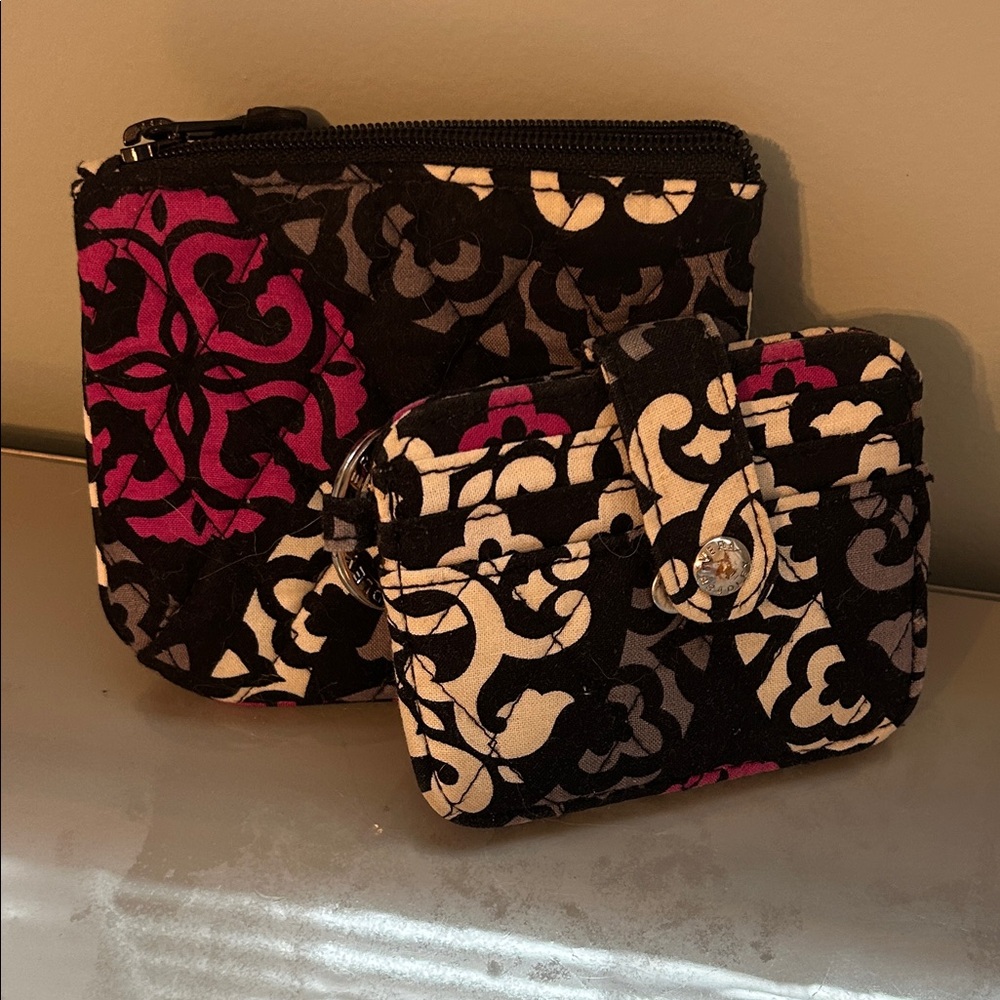 Vera Bradley Black and Pink Patterned Bag Set